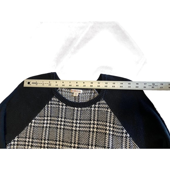 Merona Houndstooth Sweater Grunge 90’s Emo Alternative Punk Black and White 1X - Picture 5 of 6